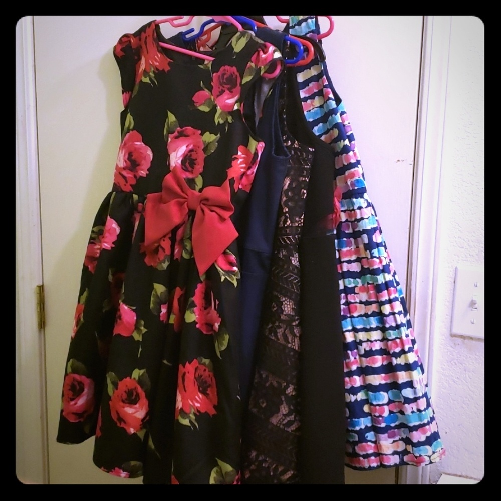 5 girl's party/holiday dresses. Sold as a group.